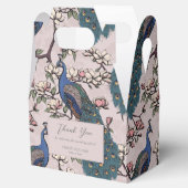 Ballotins Elégant Bleu Peacocks et Fleurs rose pâle (Ouvert)