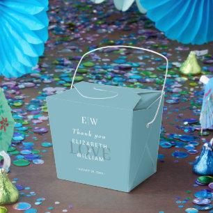Ballotins Élégant bleu rétro simple avec Mariage Monogram