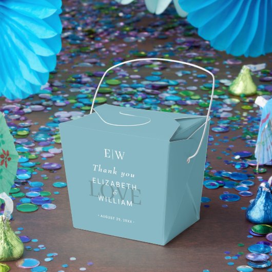 Ballotins Élégant bleu rétro simple avec Mariage Monogram (Fête)