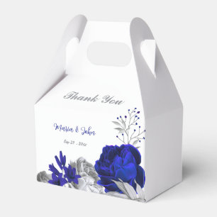 Ballotins élégant bleu roi fleurs argentées mariage