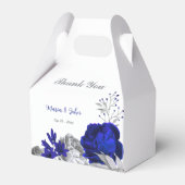 Ballotins élégant bleu royal fleurs argent mariage (Verso)