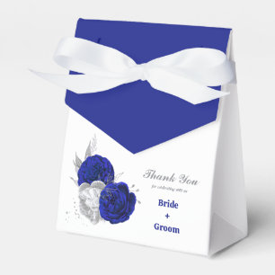 Ballotins élégant bleu royal fleurs argent mariage