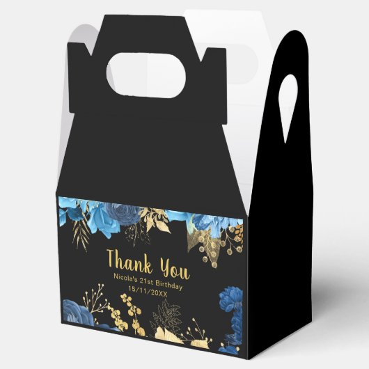 Ballotins Elegant Blue and Gold Flowers Birthday Party (Ouvert)