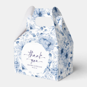 Ballotins Elégant Blue Floral Wedding Favor Box