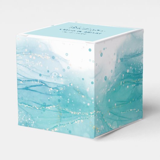 Ballotins Elégant Blue Ocean Wedding Favor Box (Verso)