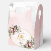 Ballotins Elegant Boho Burgundy Gold Floral 60th Favor Box (Ouvert)