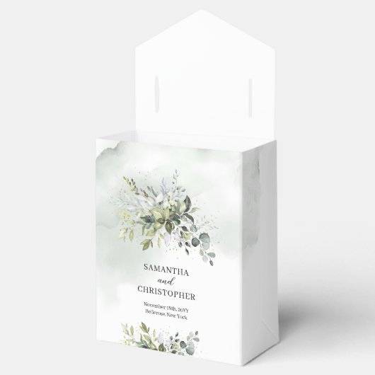 Ballotins Elégant boho eucalyptus mariage or vert (Ouvert)