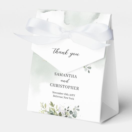 Ballotins Elégant boho eucalyptus mariage or vert (Verso)