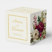 Ballotins Elégant Bourgogne Floral Roses mariage Favor Boxes (Arrière)