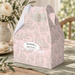 Ballotins Élégant Cadeau Toile de Jouy Monogramme Or Rose