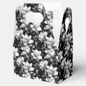 Ballotins Élégant carrelage de fleur de Magnolia blanc noir (Ouvert)