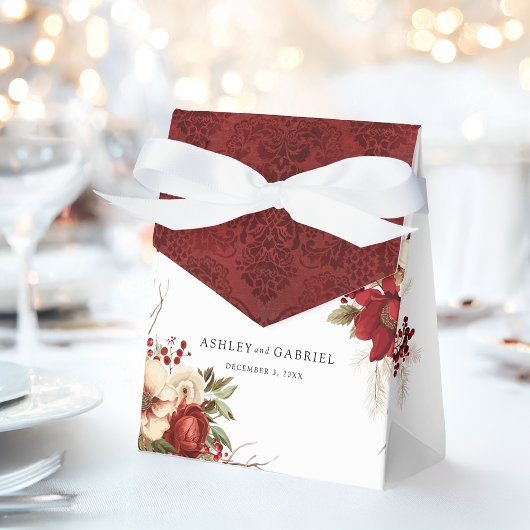 Ballotins Elegant Christmas Red Damask Floral