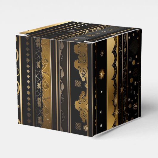 Ballotins Élégant Cube Verticale Noir Et Or (Verso)