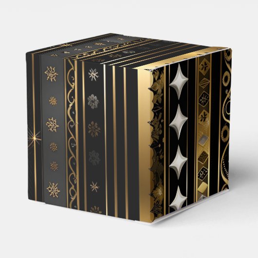 Ballotins Élégant Cube Verticale Noir Et Or (Arrière)