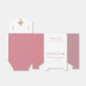 Ballotins Élégant culte Croix rose florale fille Baptême (Déplié)