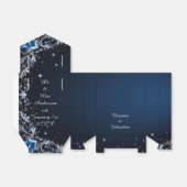 Ballotins Elegant Dark Blue & Silver Wedding Favor Boxes (Déplié)