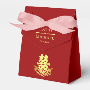 Ballotins Élégant double bonheur rose rouge mariage chinois