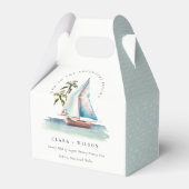 Ballotins Elégant Dusky Turquoise Sailboat Palm Mariage mari (Arrière)