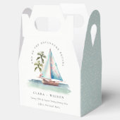 Ballotins Elégant Dusky Turquoise Sailboat Palm Mariage mari (Ouvert)