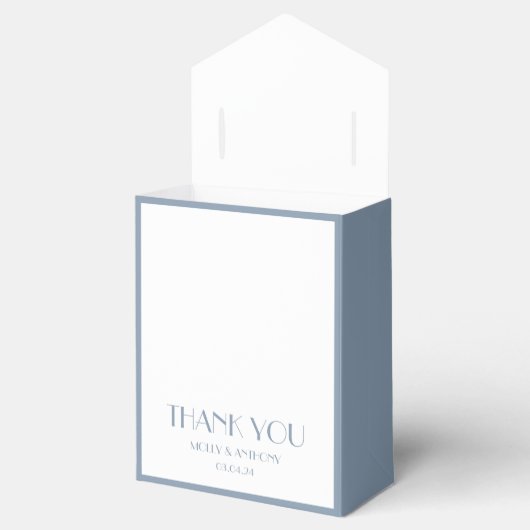 Ballotins Elégant Dusty Blue Wedding Favor Box (Ouvert)