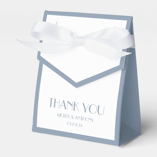 Ballotins Elégant Dusty Blue Wedding Favor Box (Verso)