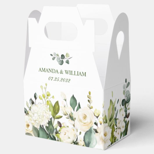 Ballotins Elégant Eucalyptus Roses Blanches Mariage de verdu (Ouvert)