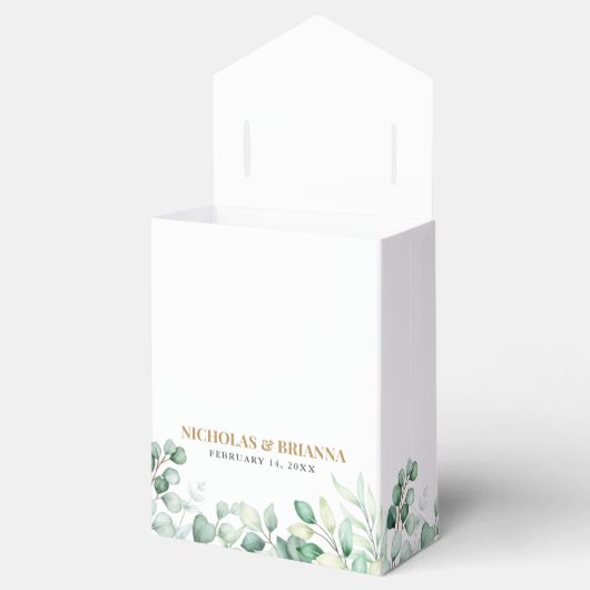 Ballotins Elégant Eucalyptus Verdure Monogram Mariage Or (Ouvert)