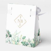 Ballotins Elégant Eucalyptus Verdure Monogram Mariage Or (Arrière)