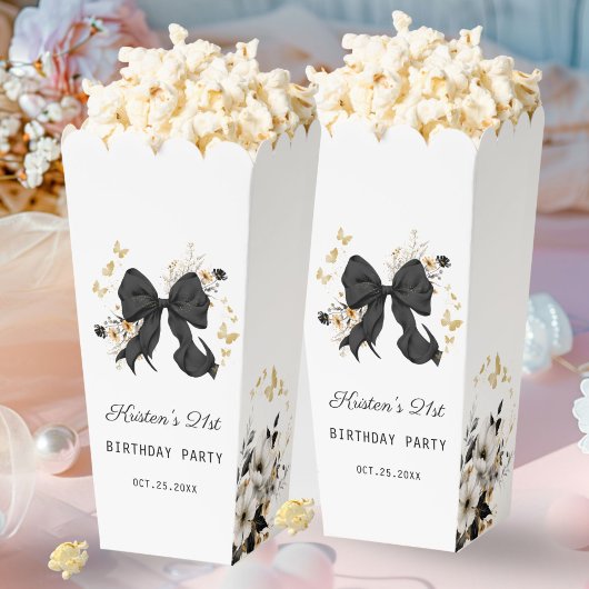 Ballotins Élégant Fleur sauvage noir  Popcorn Ballotin