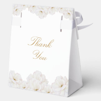 Ballotins Élégant floral blanc mariage bordure or