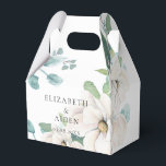 Ballotins Élégant floral botanique aquarelle mariage blanc<br><div class="desc">Boîte de faveur à aquarelle florale blanche – Élégant design botanique - Personnalisé avec votre nom et date.</div>
