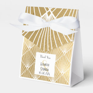 Ballotins Elégant Gatsby Art Déco Mariage blanc & or