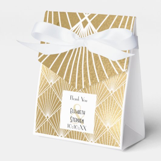 Ballotins Elégant Gatsby Art Déco Mariage blanc & or (Verso)