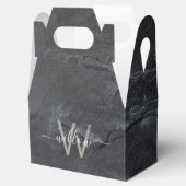 Ballotins Élégant Gris de Charbon Stone Script Monogramme (Ouvert)