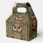 Ballotins Élégant hibou rétro boho bohème bohème forêt verte (Recto)