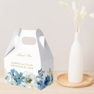 Ballotins Élégant hiver Floral Bleu Blanc Rose Or Mariage