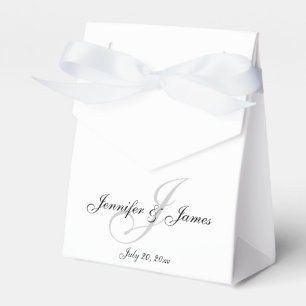 Ballotins Élégant J Monogram   Boîtes De Faveur De Mariage