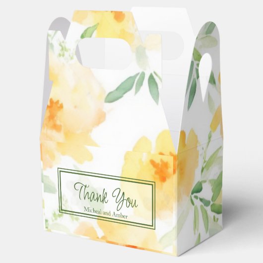 Ballotins Elégant jaune pêche orange aquarelle fleurie (Ouvert)