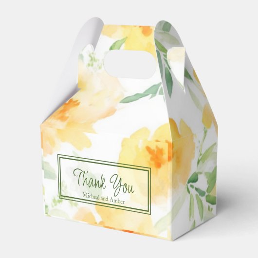 Ballotins Elégant jaune pêche orange aquarelle fleurie (Verso)