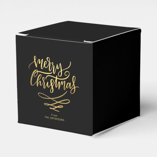 Ballotins Élégant Joyeux Noël Script en Noir et Or (Verso)