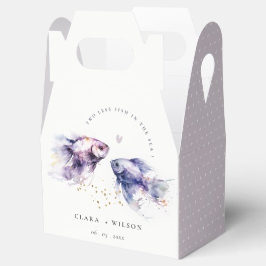 Ballotins Elégant Lilac Aquarelle Mariage de poisson côtier (Ouvert)