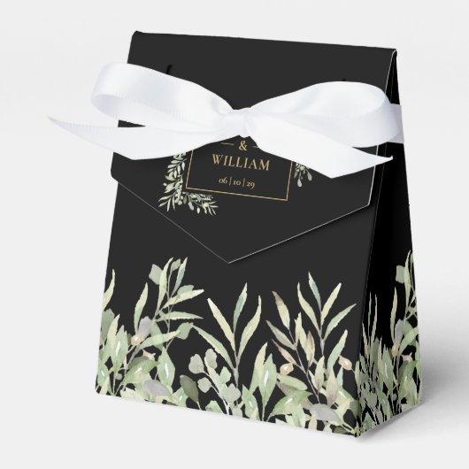 Ballotins Élégant mariage à feuillage vert et or (Verso)