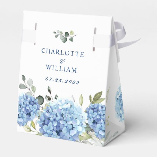 Ballotins Élégant Mariage cadeau Hydrangea Eucalyptus Blue H (Arrière)