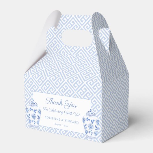 Ballotins Élégant Mariage Clé Grecque Bleu Pâle Et Blanc (Verso)
