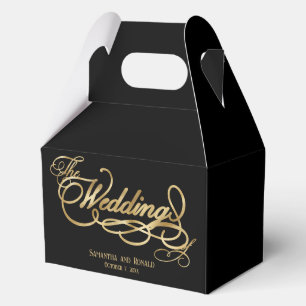 Ballotins Élégant Mariage de calligraphie noir et or Faux