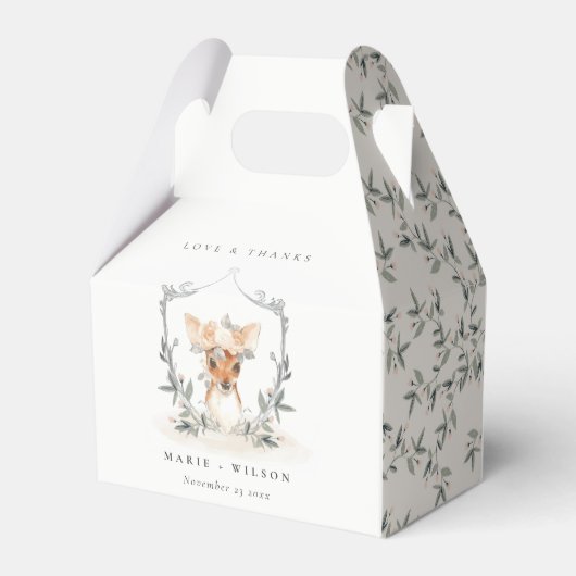 Ballotins Élégant Mariage de crête florale de cerf mou (Arrière)