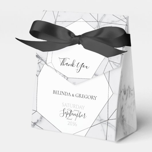 Ballotins Élégant Mariage de marbre géométrique (Verso)