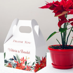 Ballotins Élégant Mariage de Noël Floral Rouge Poinsettia