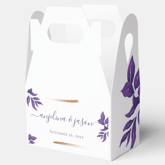 Ballotins Élégant Mariage Emerald violet et or Eucalyptus (Ouvert)