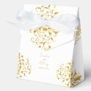 Ballotins Élégant mariage en damas or et blanc